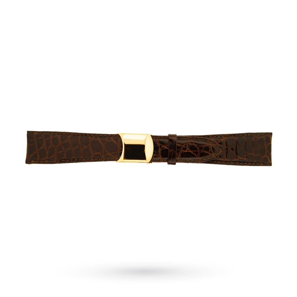 Cinturino coccodrillo marrone 20-16mm fibbia deployante - BROS
