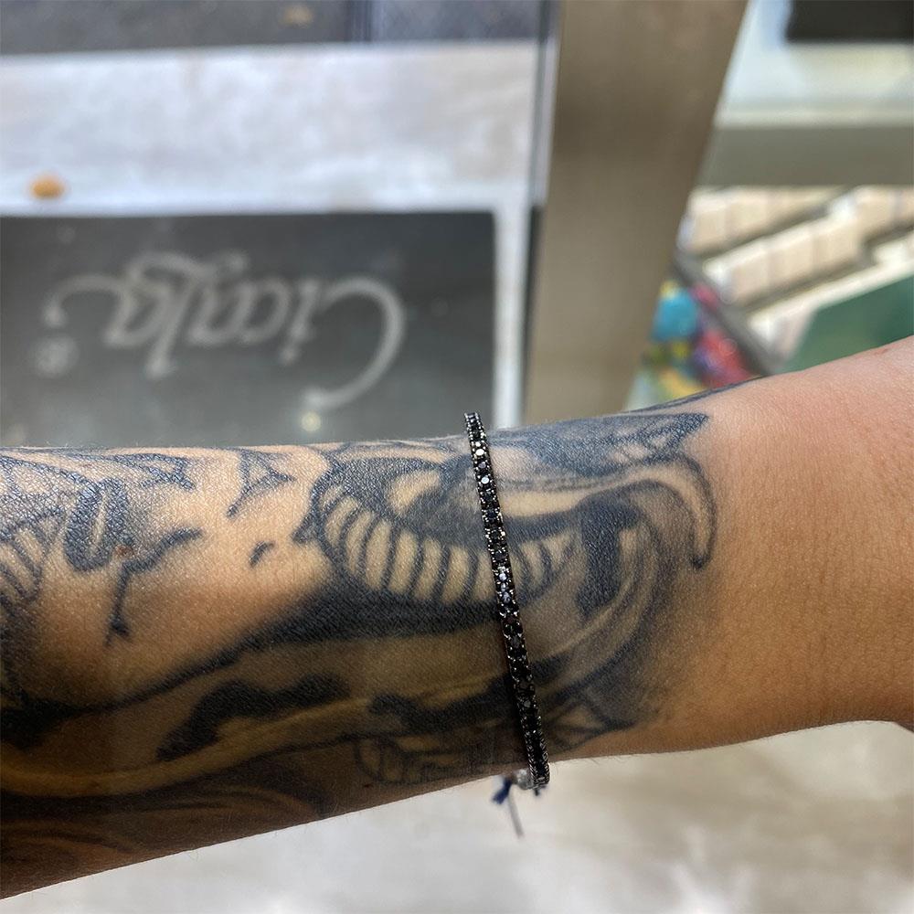  Bracciale tennis oro bianco diamanti neri 1,34ct - LELUNE