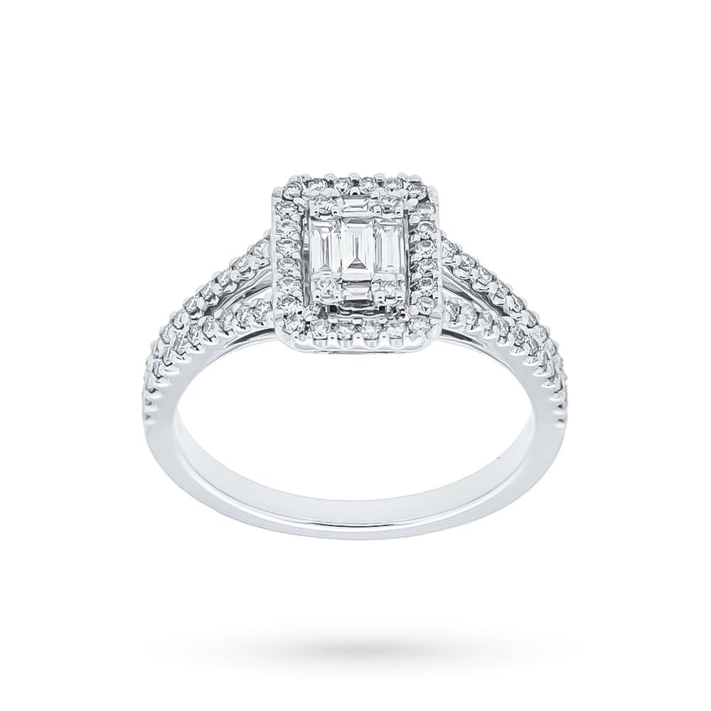 18k white gold ring with rectangle and contour of diamonds - CICALA