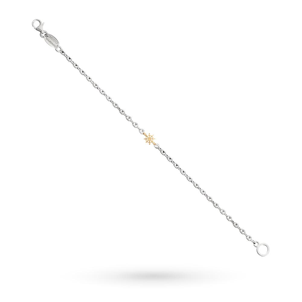  Bracciale argento 925 timone oro 9kt 18cm Dodo Mariani - DODO MARIANI
