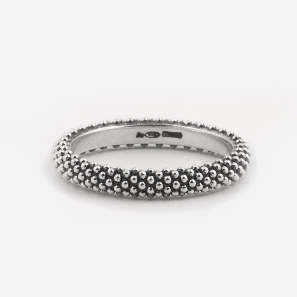 Anello Nove25 fedina sottile puntinata in argento - NOVE25