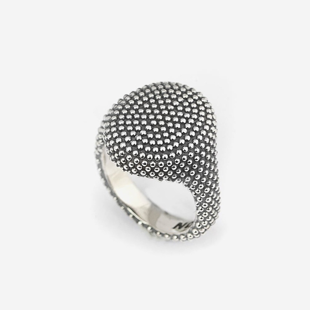  Chevalier ovale piccolo puntinato argento brunito lucido Nove25 - NOVE25