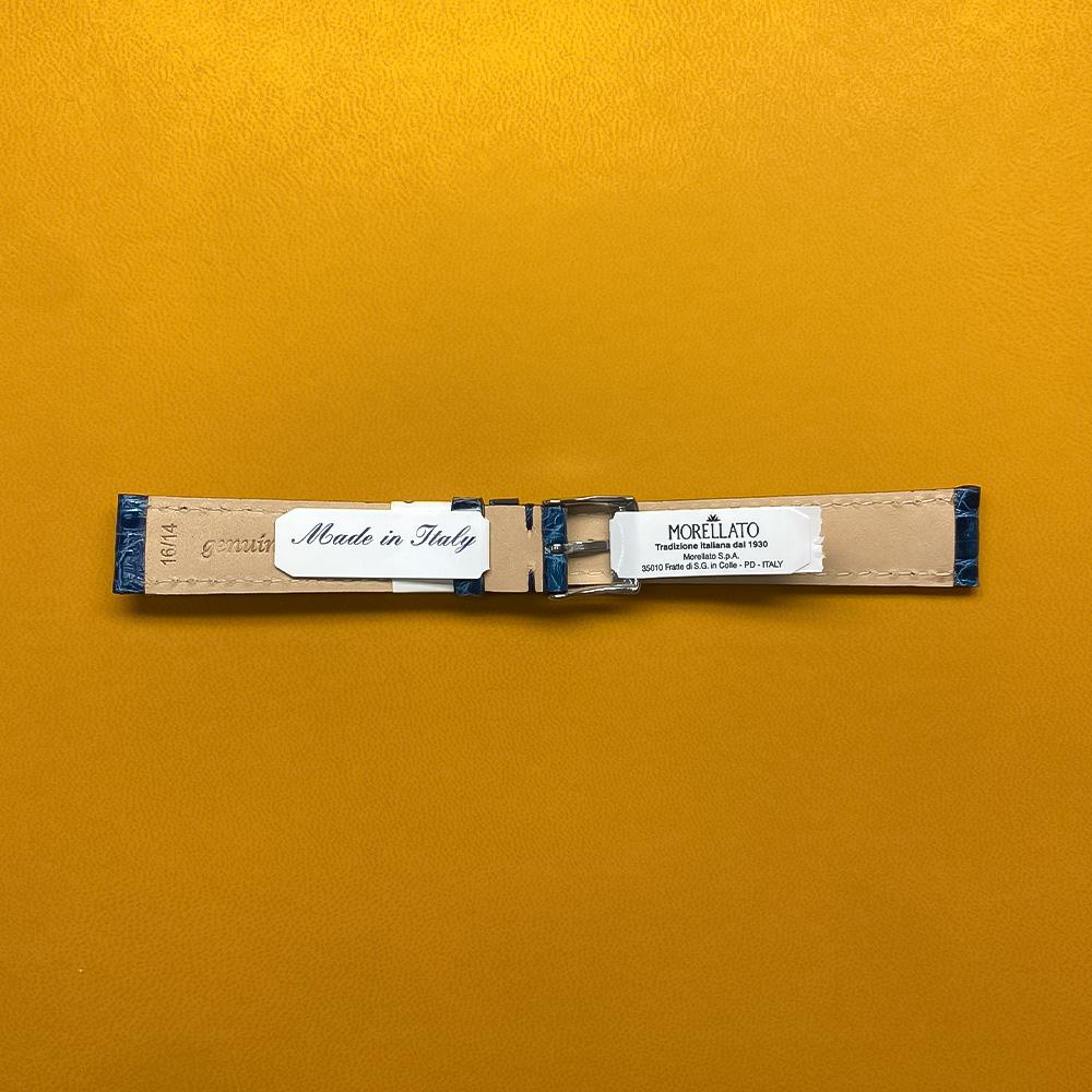 Cinturino coccodrillo blu semimbottito 16-14mm - MORELLATO