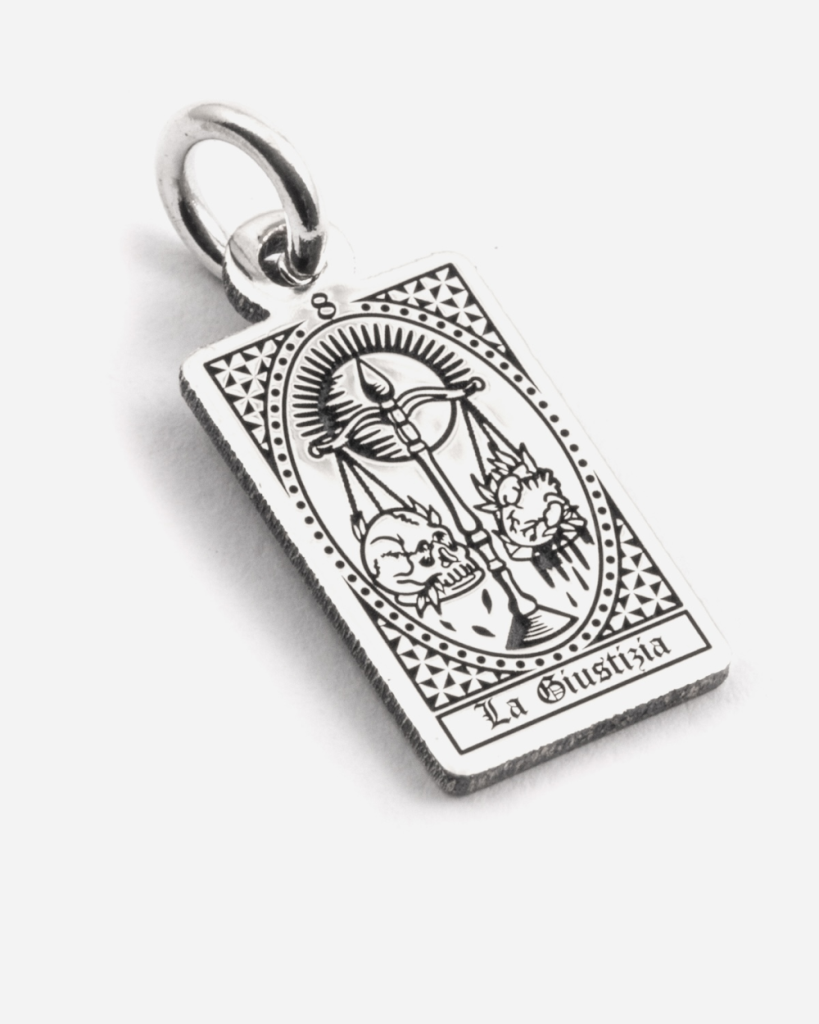 Ciondolo Carta Tarocchi La Giustizia in argento 925 Grande