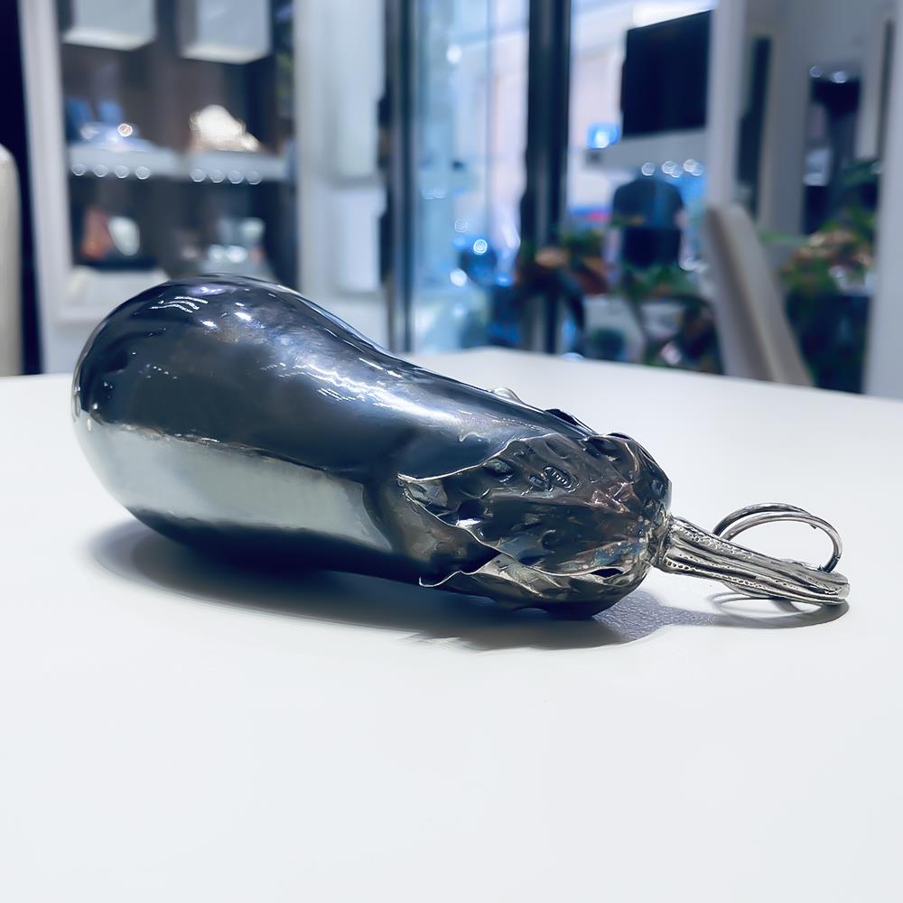 Melanzana argento soprammobile arredamento 15x6cm - LUSSO ITALIANO