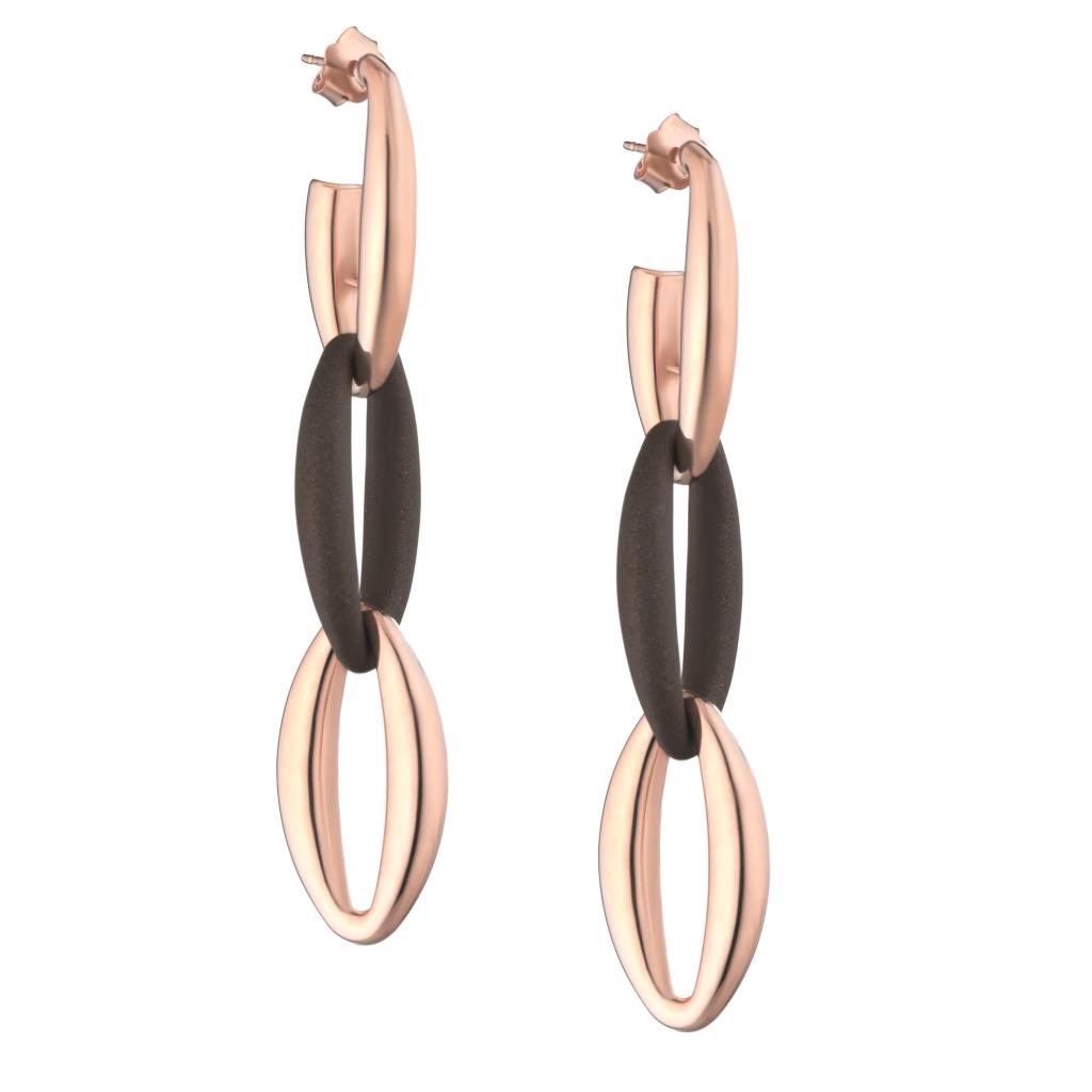 Pink silver hoop earrings Marcello Pane Rubber Chocolate - MARCELLO PANE