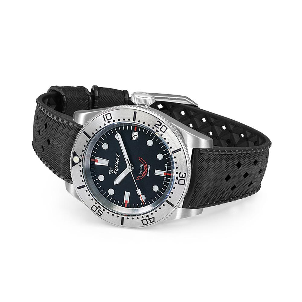  Squale 1545 Steel Black Rubber 1545SSBK.HT 40,00 mm - SQUALE