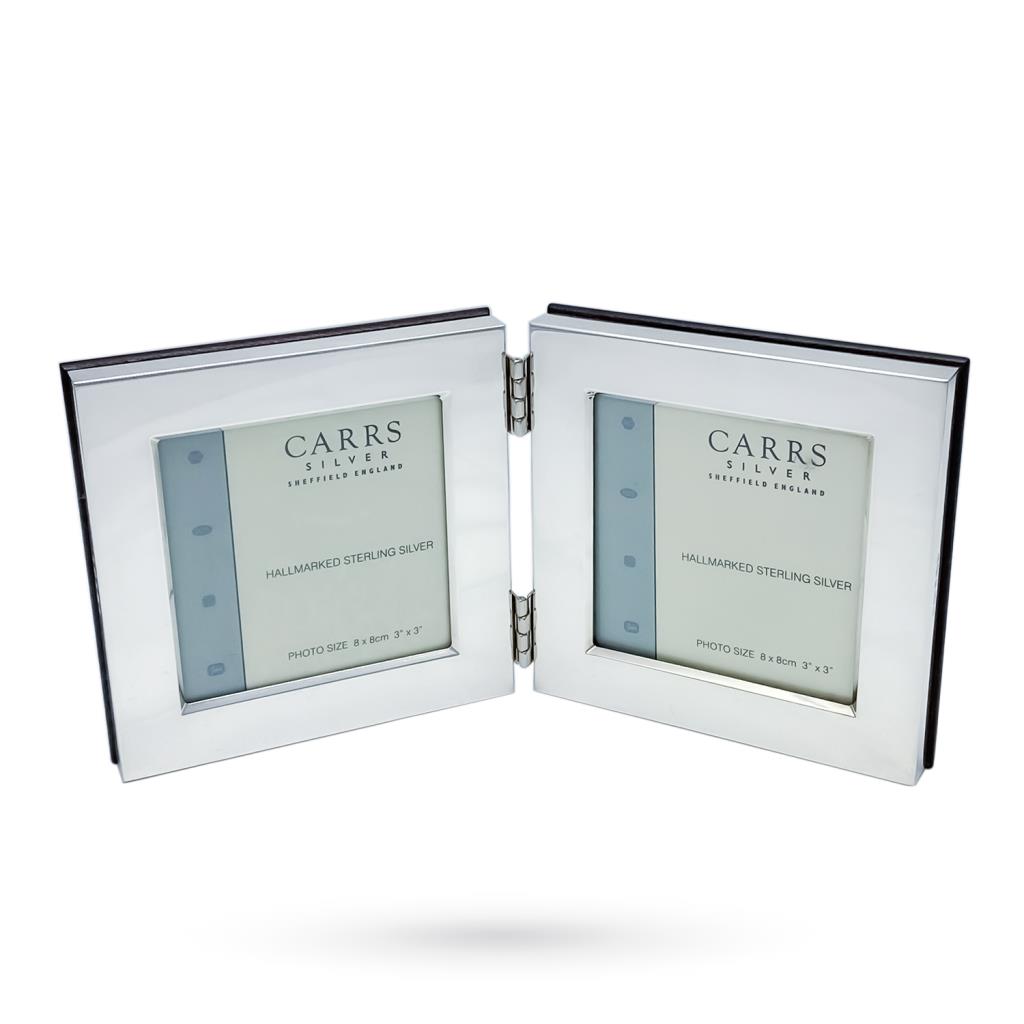 Double silver photo frame 8x8cm book-shaped - CARRS
