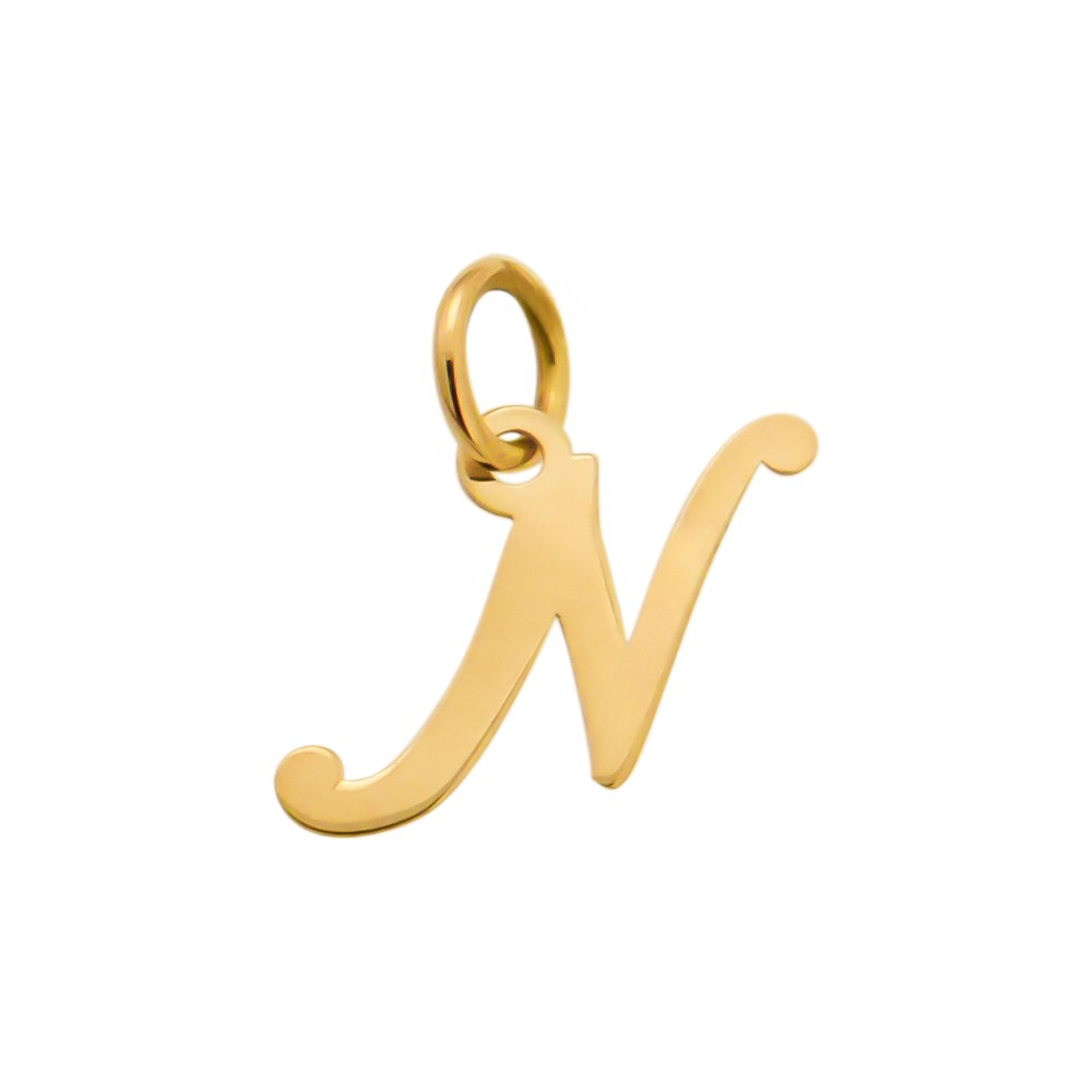 Ciondolo iniziale N in corsivo h 7,00 mm oro giallo - CICALA