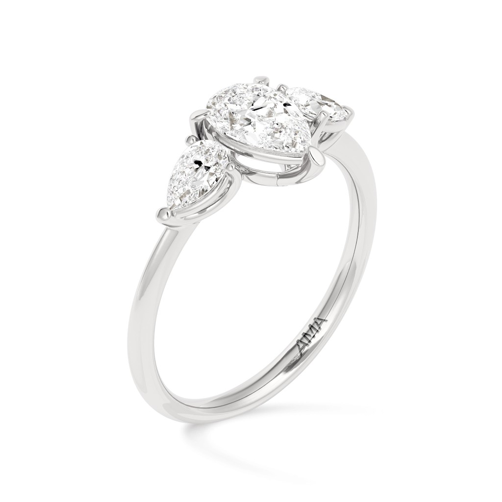 Trilogy oro bianco con diamanti 1,40 Carati Lab-Grown - misura 18