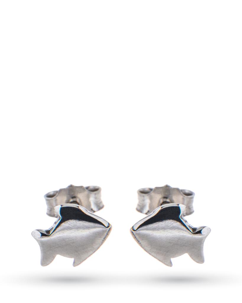 18kt white gold stud earrings with fish - UNBRANDED