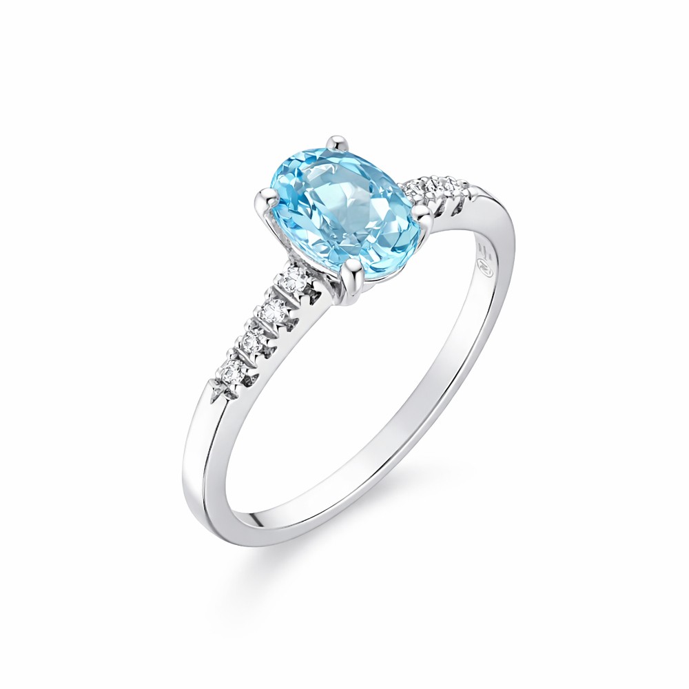  Oval aquamarine ring 1.09ct diamonds 0.05ct Mirco Visconti - MIRCO VISCONTI