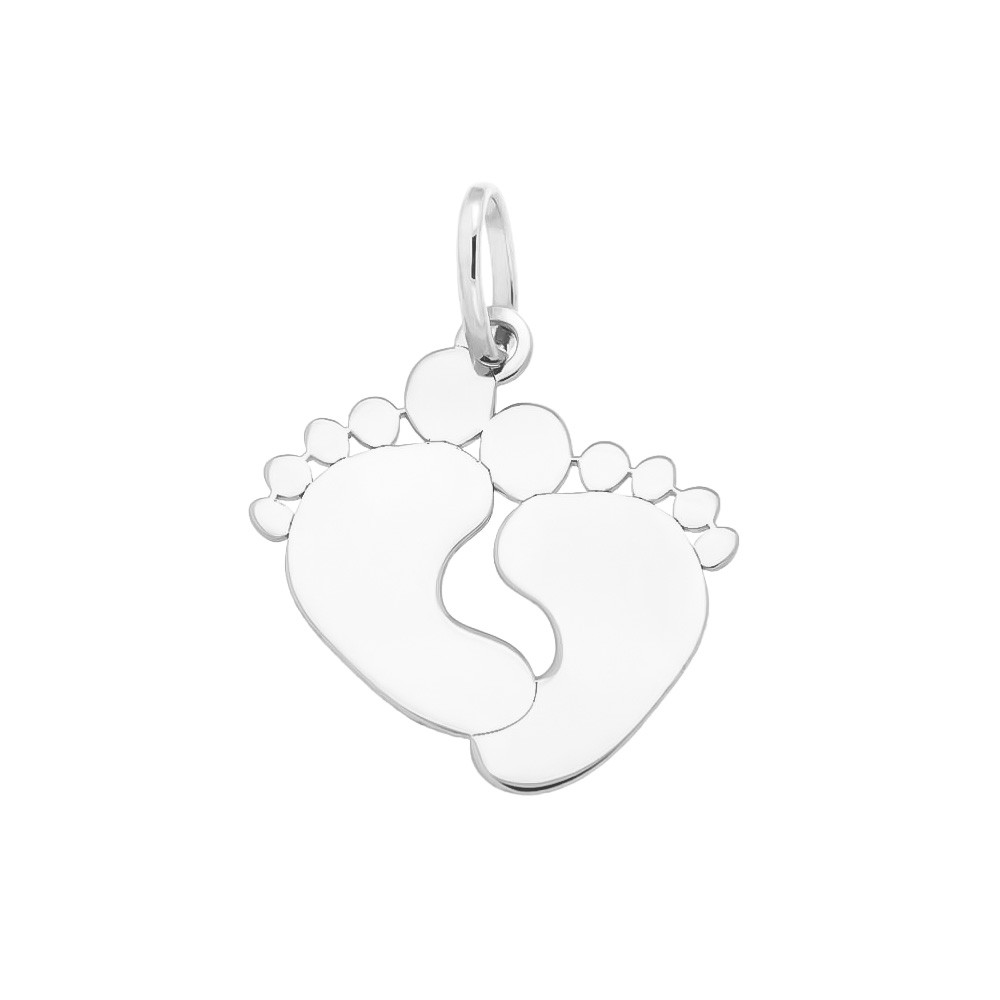 Ciondolo piedini di neonato in oro bianco