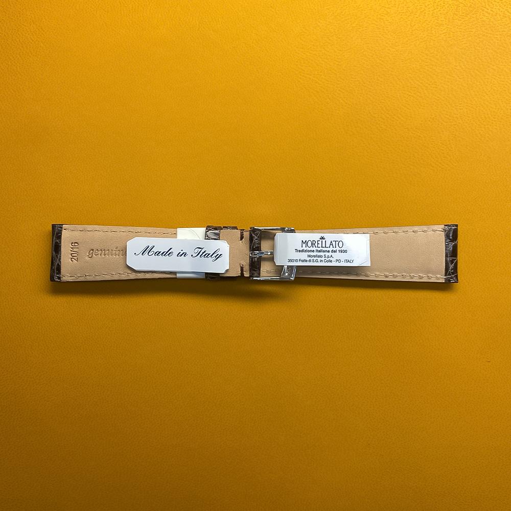 Cinturino coccodrillo testa di moro semimbottito 20-16mm - MORELLATO