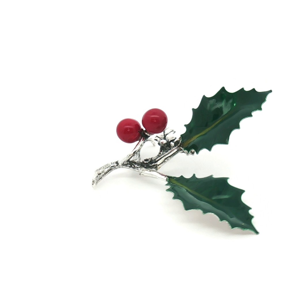 Agrifoglio&nbsp;Piccolo&nbsp;2&nbsp;Foglie Palline E Foglie Smaltate - SATURNO