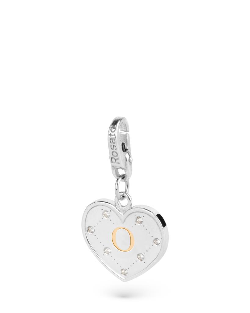 Ciondolo Rosato in argento con cuore e lettera O - ROSATO