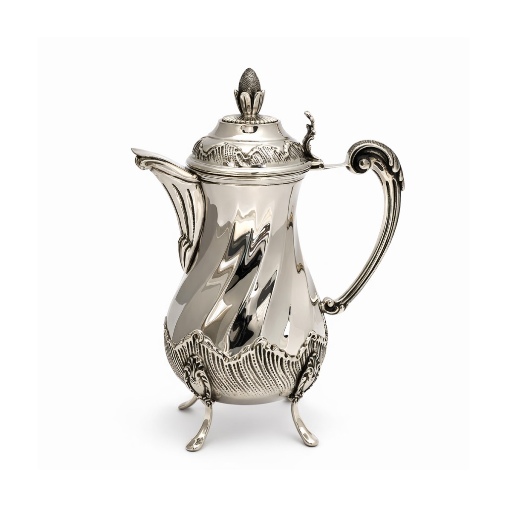 Cioccolatiera torc&egrave; in argento 800, anni &rsquo;60 - 