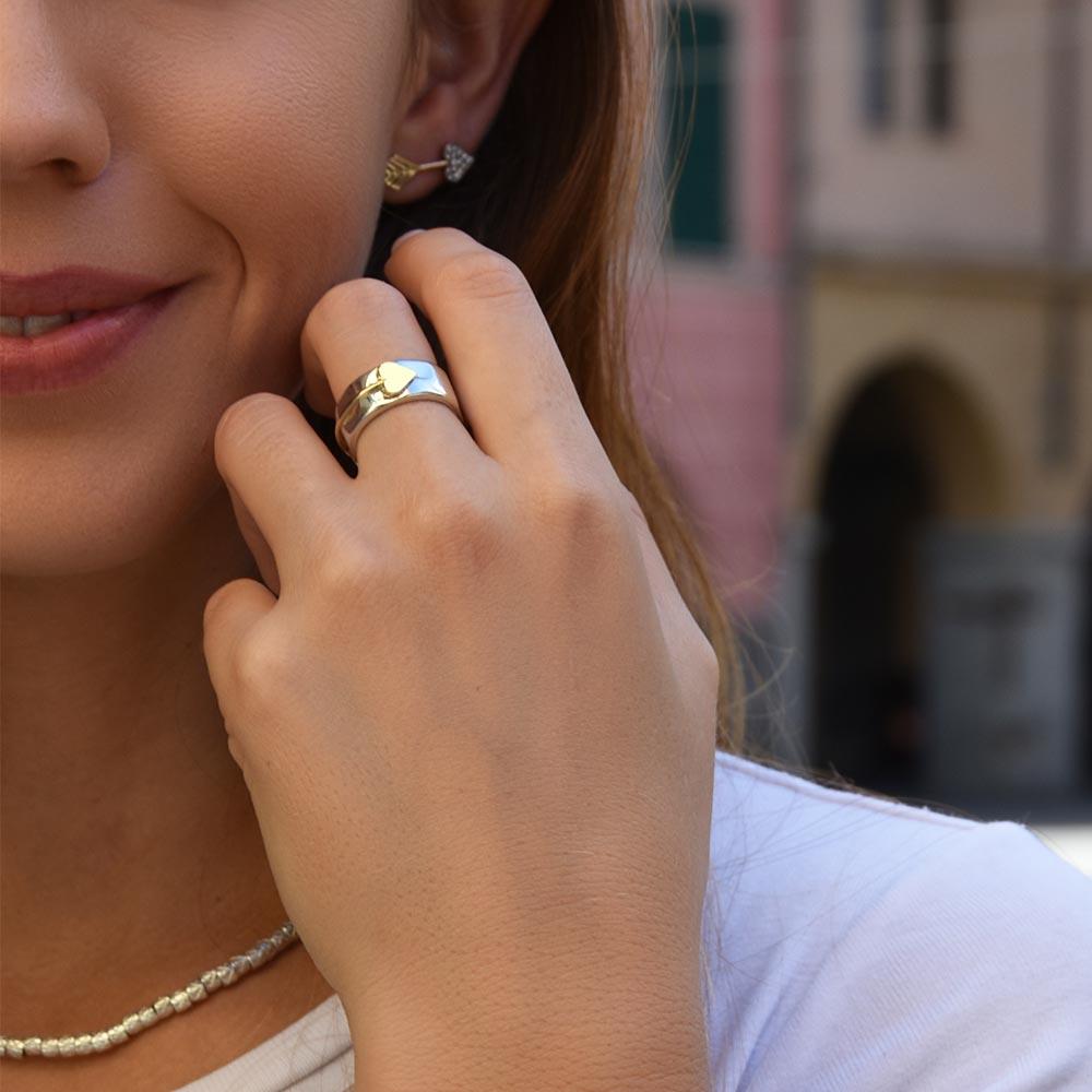  Anello argento freccia oro giallo 9kt Dodo Mariani FRK.G - DODO MARIANI