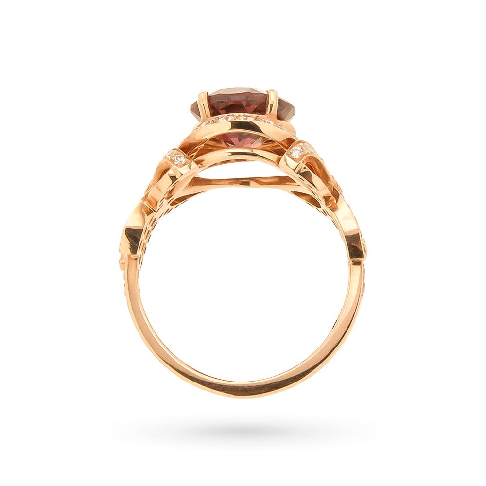  Anello oro con rodolite rosa ovale 4,08ct e diamanti 0,55ct - CICALA