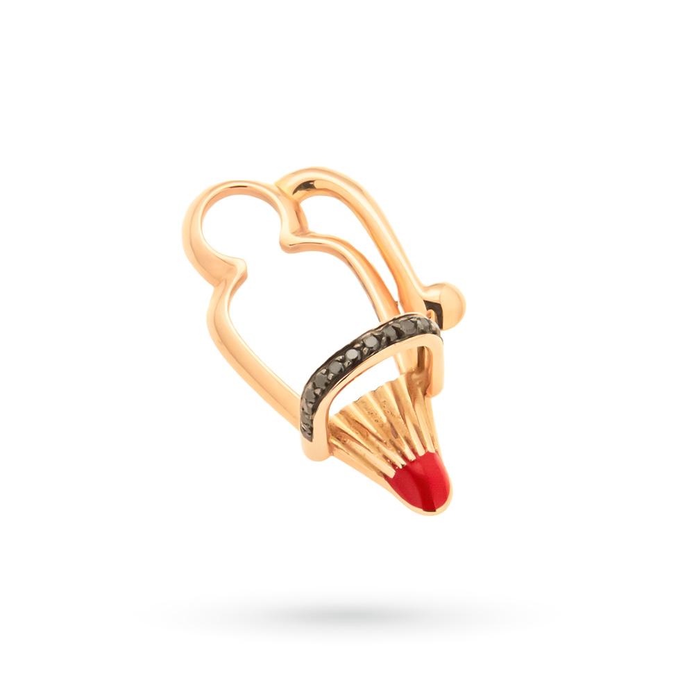 WithThee glasses holder in 18kt rose gold, diamonds and enamel - CICALA