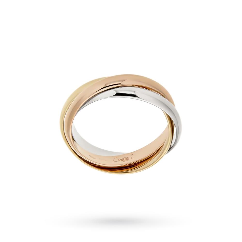Three intertwined rings white, yellow and pink gold (medium) - CICALA