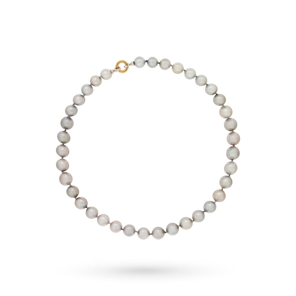 Collana perle grigie Tahiti 10,30mm oro bianco rosa 18kt - UNBRANDED
