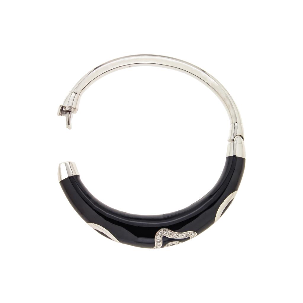  18kt white gold and 925 silver black enamel bracelet - LA NOUVELLE BAGUE