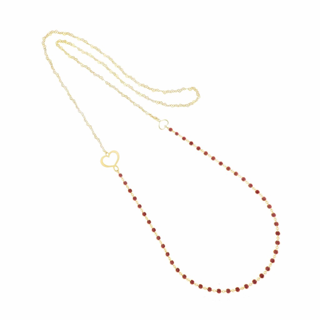 Collana lunga Maman argento con cuori satinati - MAMAN ET SOPHIE