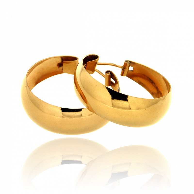  18kt yellow gold earrings with big polished circle - CICALA