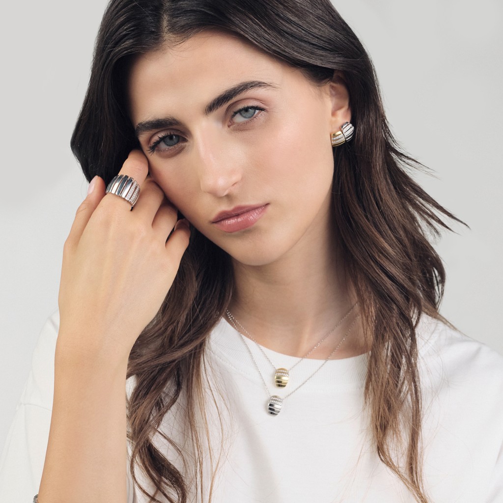 Orecchini Unoaerre 6502 in argento dorato con zirconi - UNOAERRE