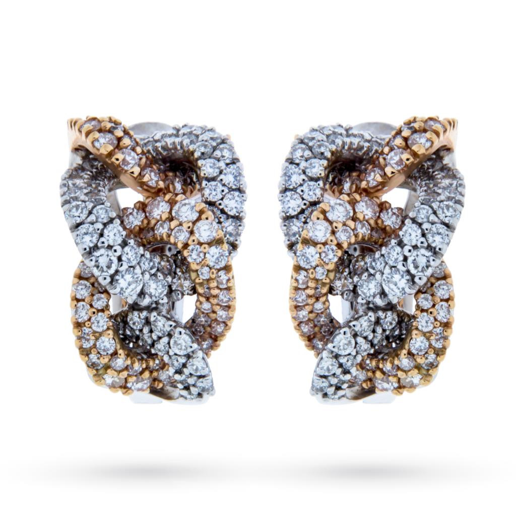 Diamond chain earrings in white and rose gold 1,53ct - MIRCO VISCONTI