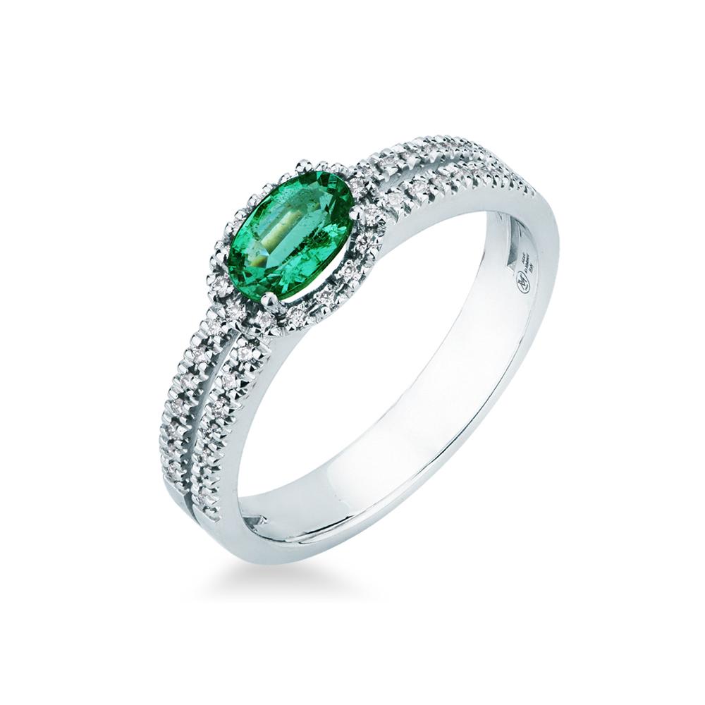 Anello smeraldo ovale 0,43ct diamanti 0,14ct Mirco Visconti - MIRCO VISCONTI
