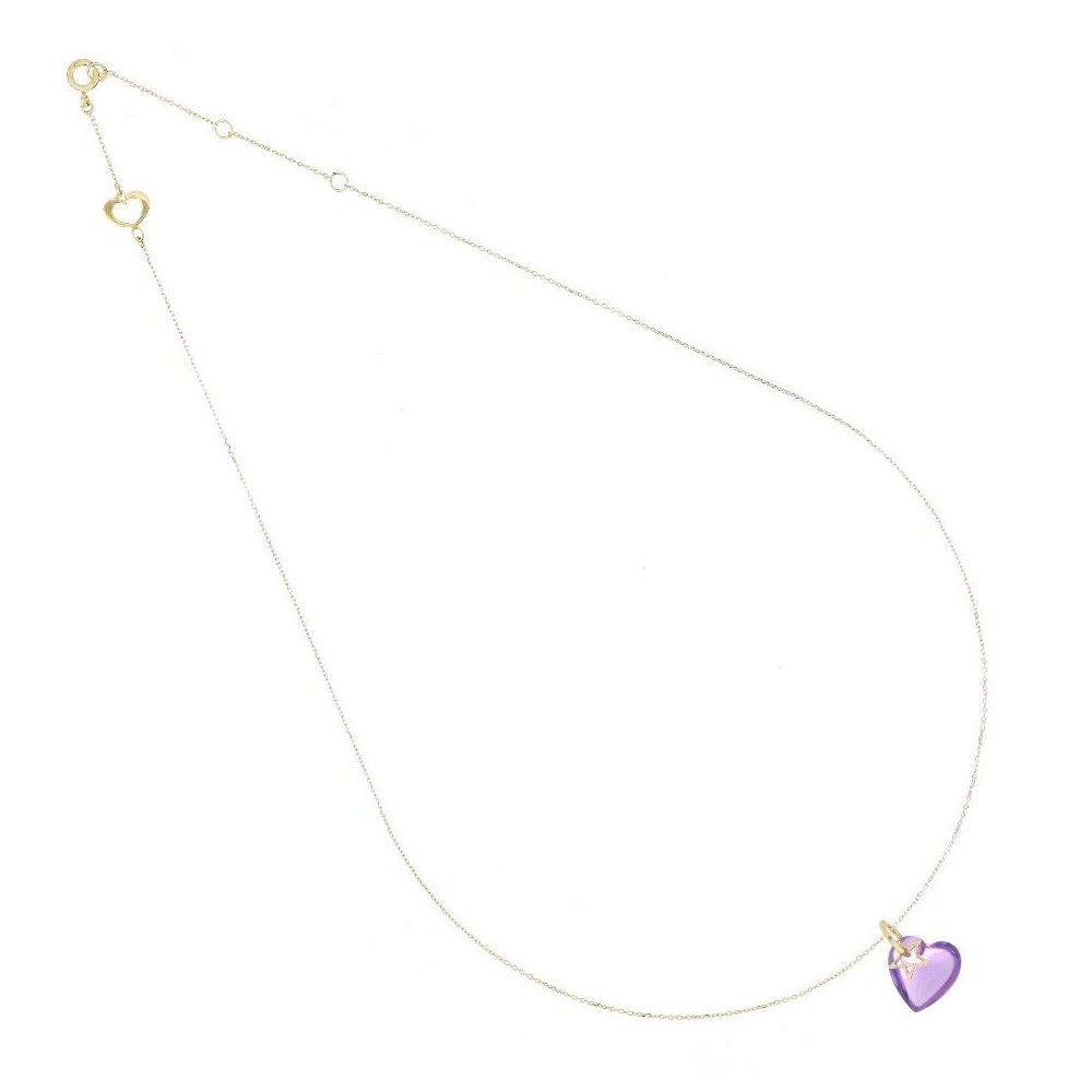 Collana con Cuore Oro 18kt Quarzo Viola - MAMAN ET SOPHIE