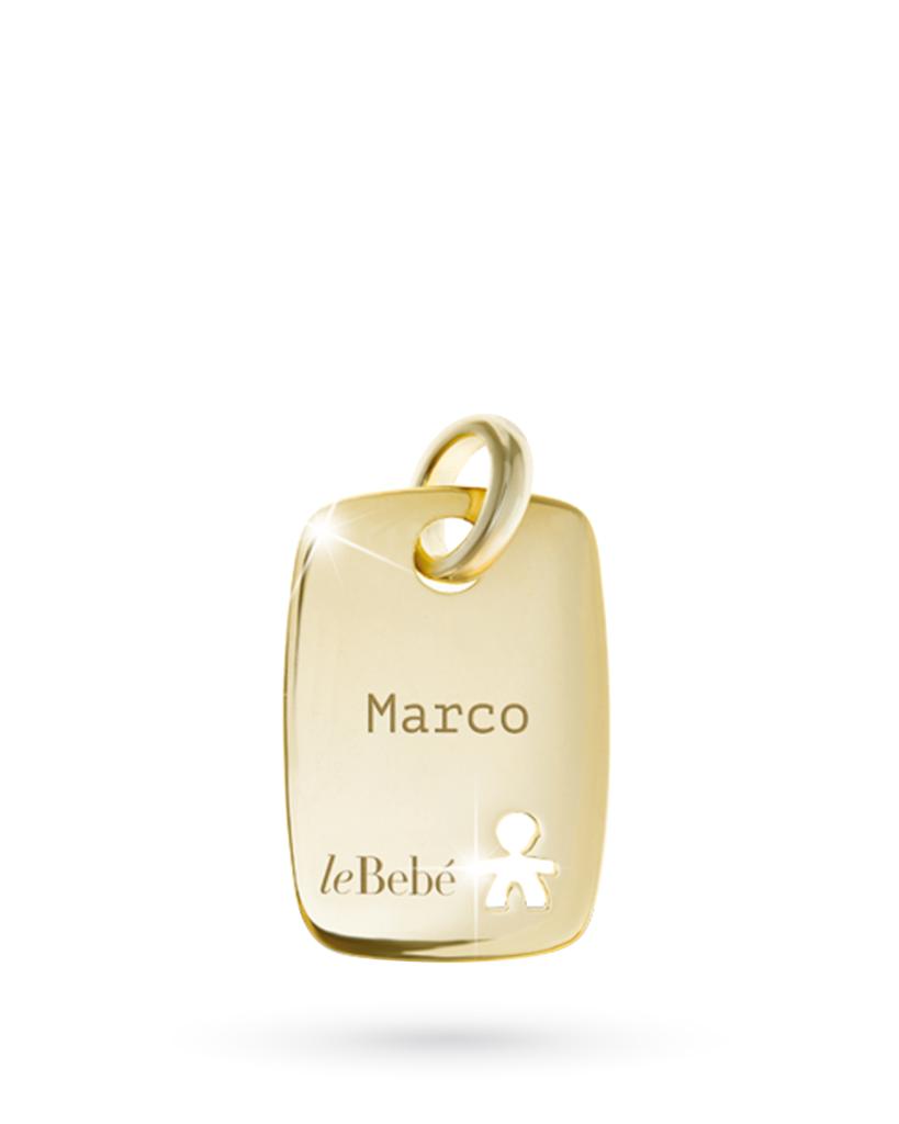  Piastrina leBebe LBU001 Classica oro giallo sagoma bimbo traforato - LE BEBE