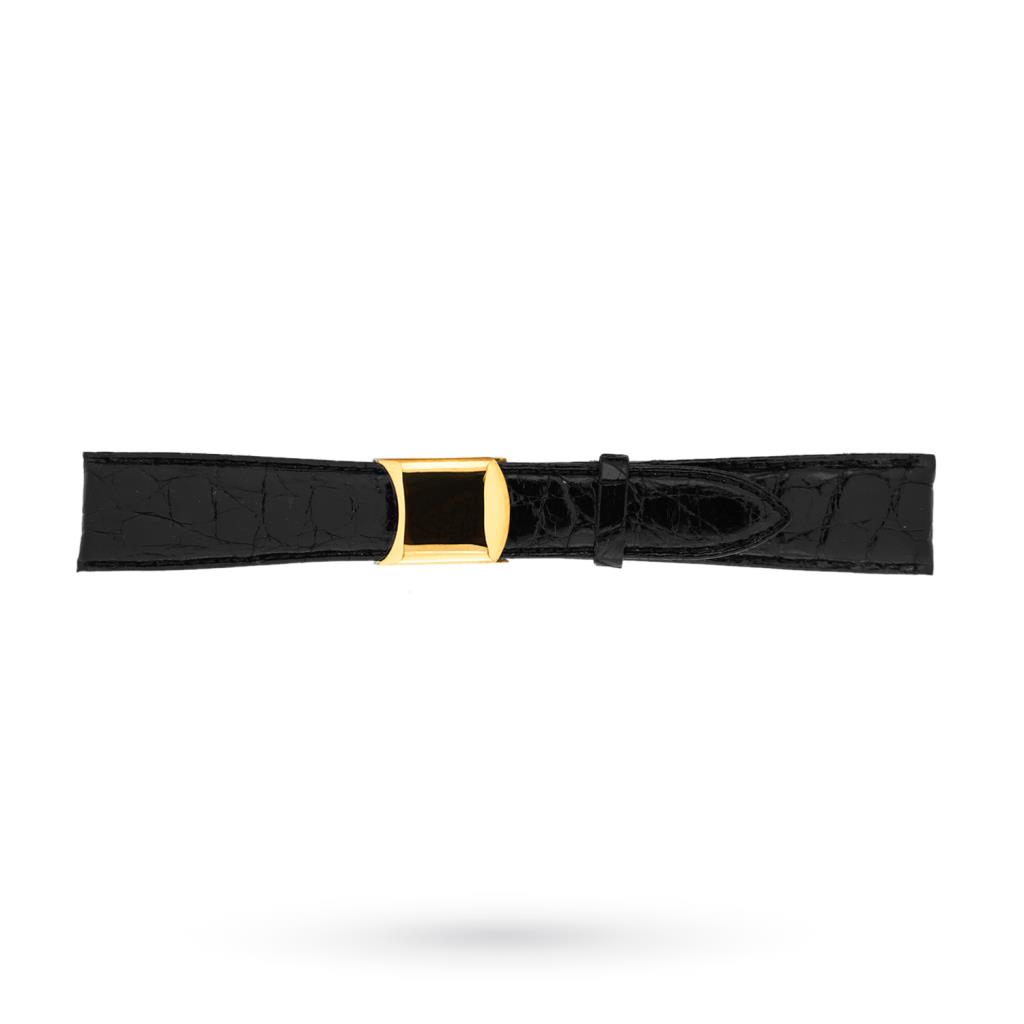 Cinturino coccodrillo nero 20-16mm fibbia deployante - BROS