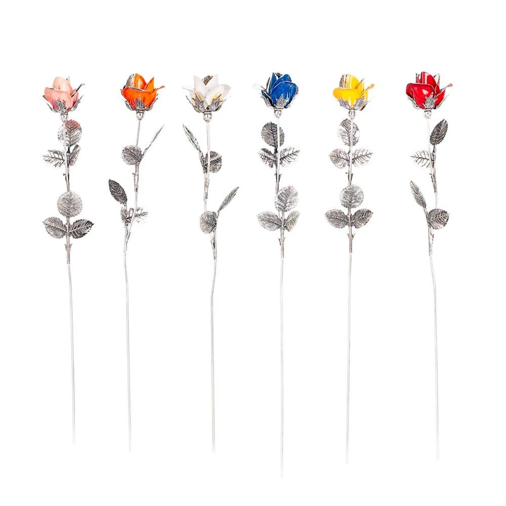 Rosa Piccola Ambra H 39 Cm Soprammobile Argento