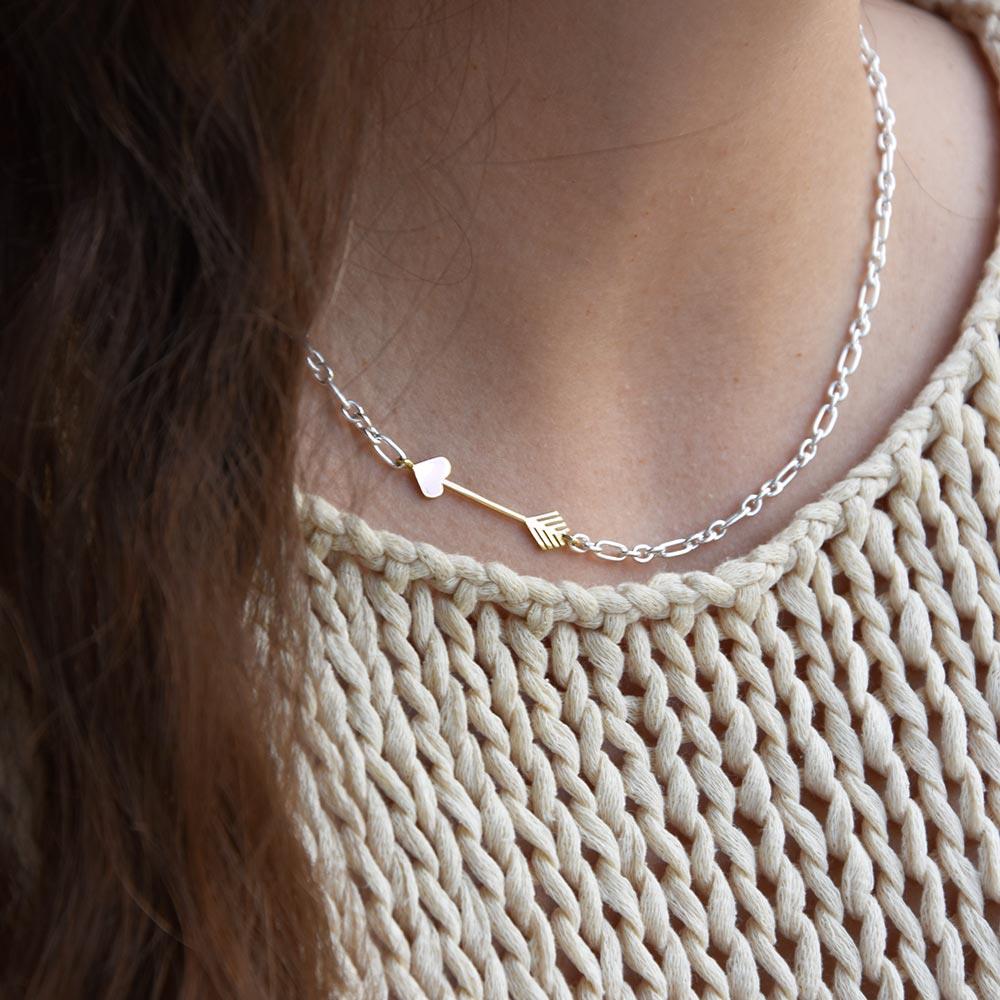  Dodo Mariani FG1KG yellow gold arrow silver necklace - DODO MARIANI