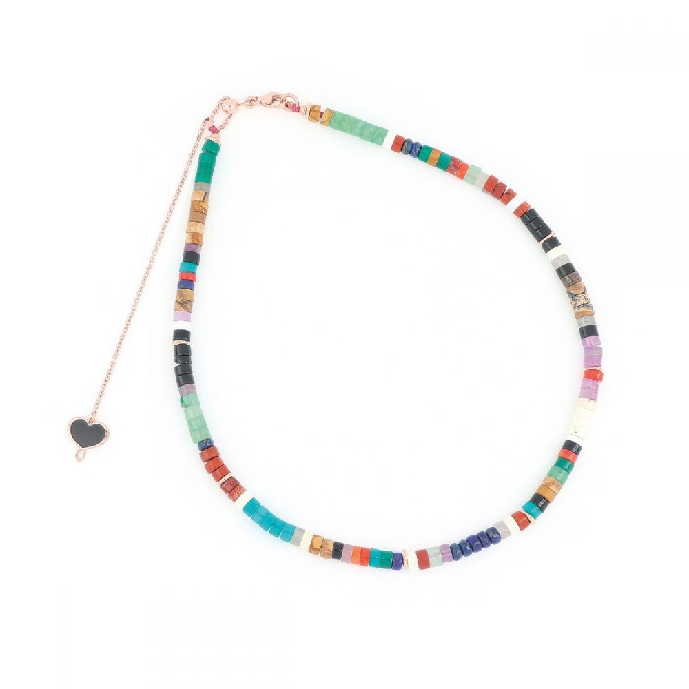 Collana estiva con pietre mutlicolor e argento