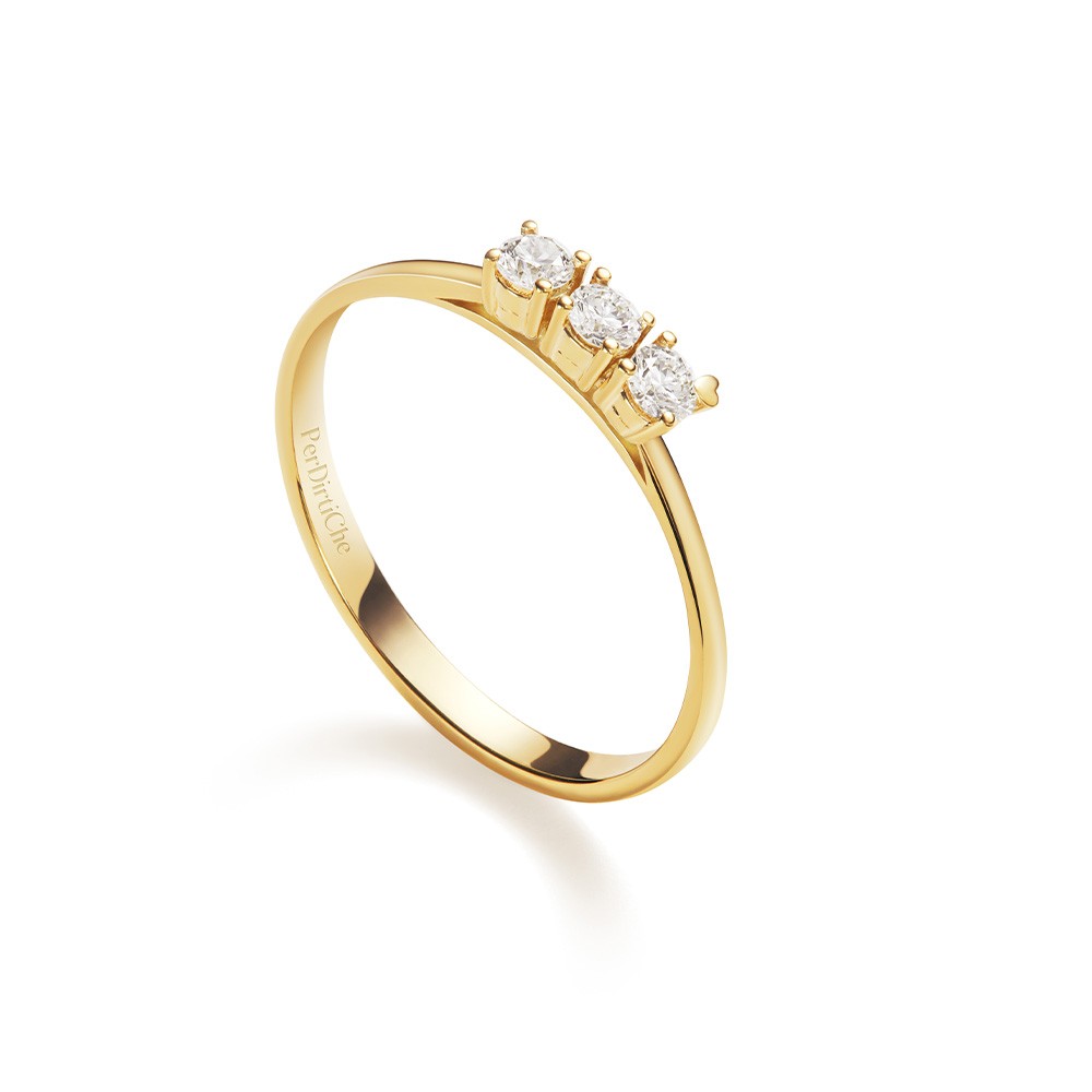 Anello trilogy oro giallo griff cuore 0,25 ct - PER DIRTI CHE