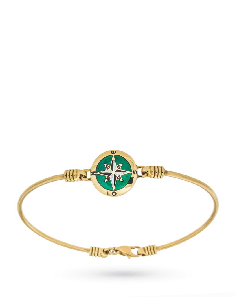 18kt yellow gold bracelet with enameled compass - UNBRANDED