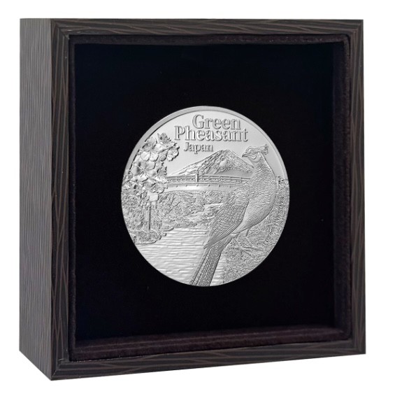  National Treasure Of The World - Green Pheasant. 1 Oz Silver Coin 3,000 Riels Cambodia 2025 - THE SINGAPORE MINT