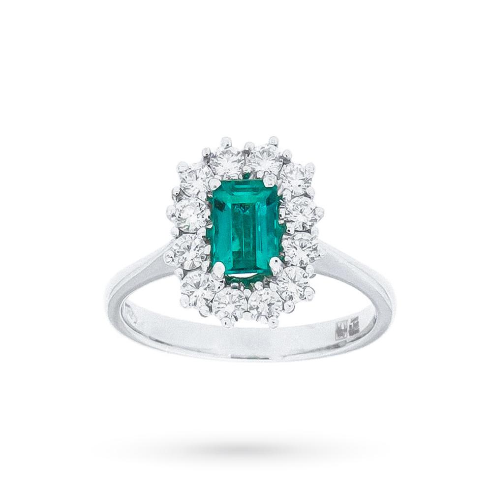 Anello smeraldo rettangolare 0,76ct contorno diamanti 0,58ct Mirco Visconti - MIRCO VISCONTI