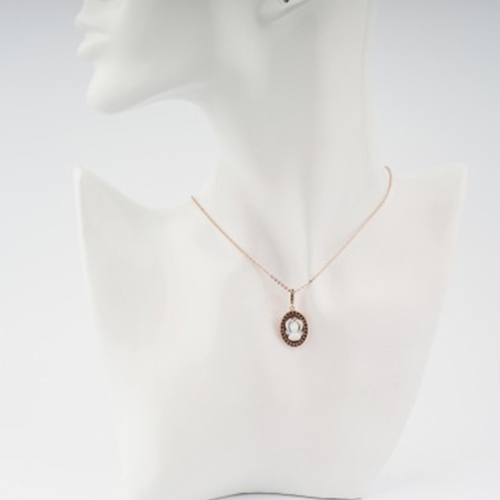 Rose silver necklace with bouquet cameo and glitter - CAMEO ITALIANO