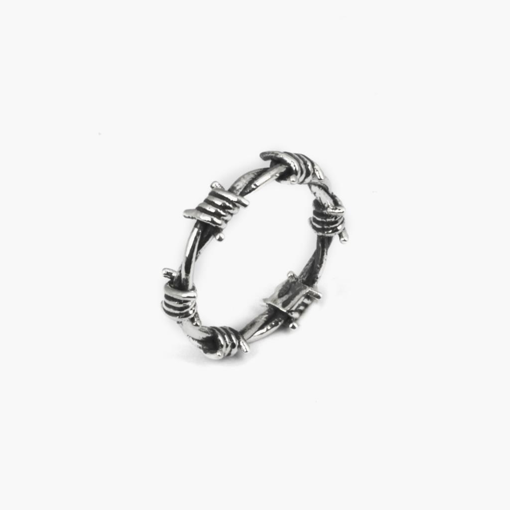 Burnished 925 silver barbed wire ring Size 16 - NOVE25