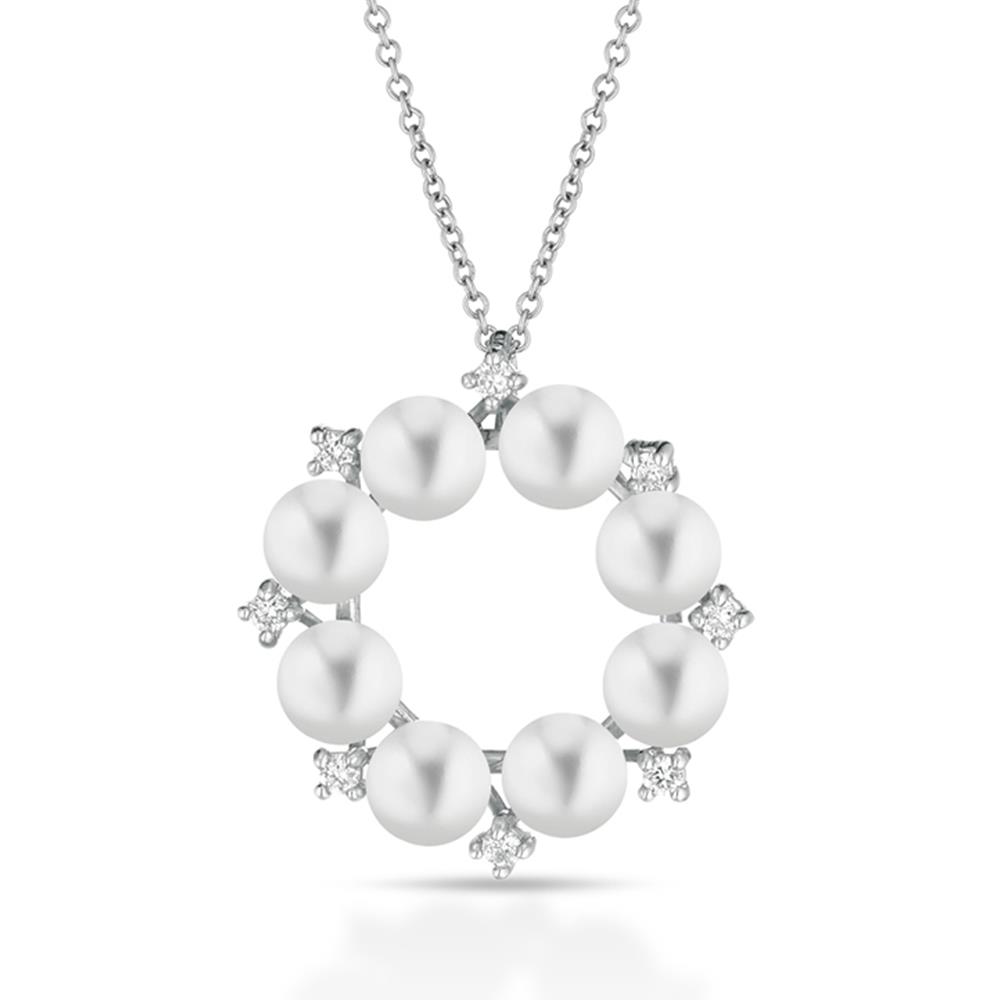 Girocollo con cerchio di perle Edison Ø 3-3,5 mm e diamanti - COSCIA