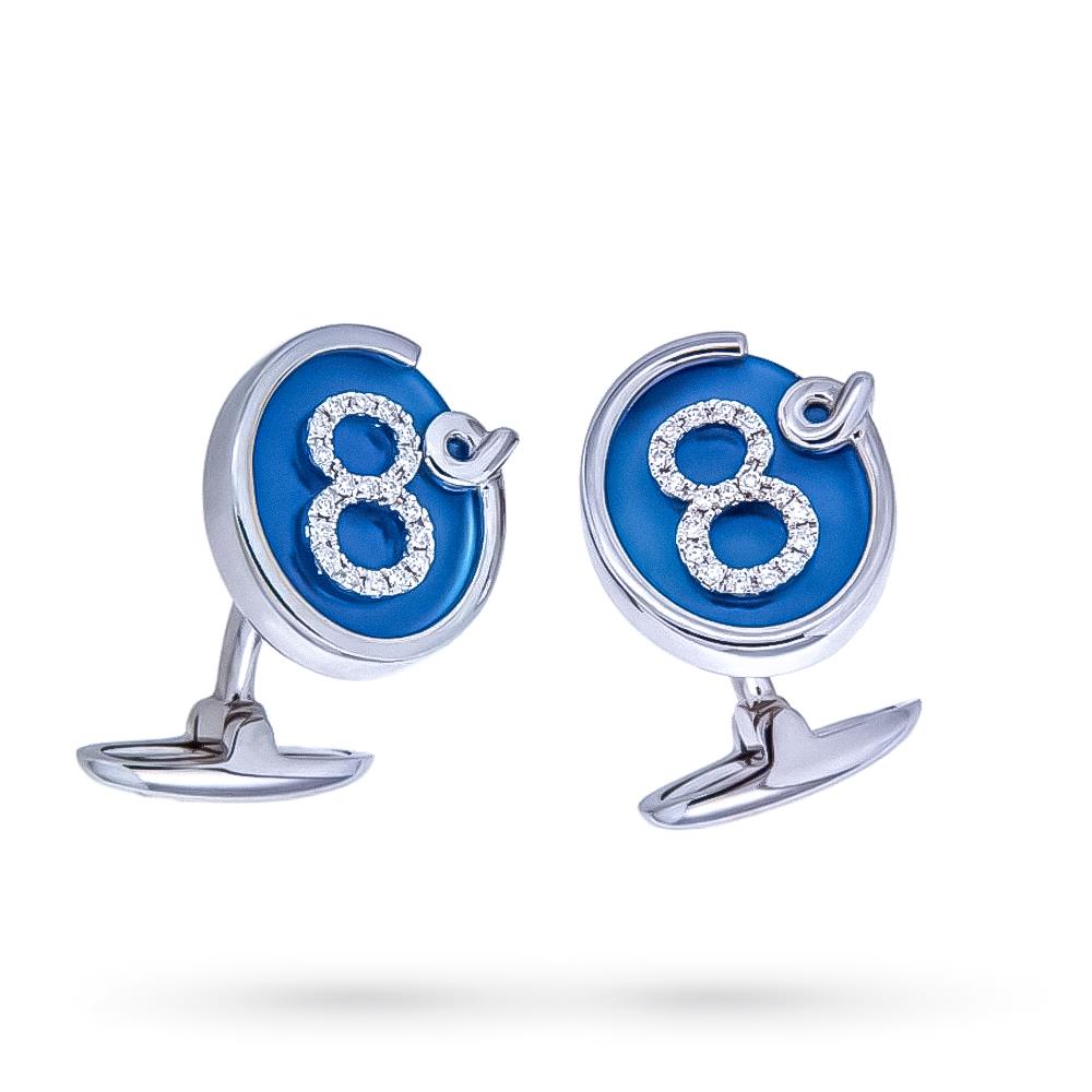 18kt white gold cufflinks with chalcedony and diamonds - CICALA