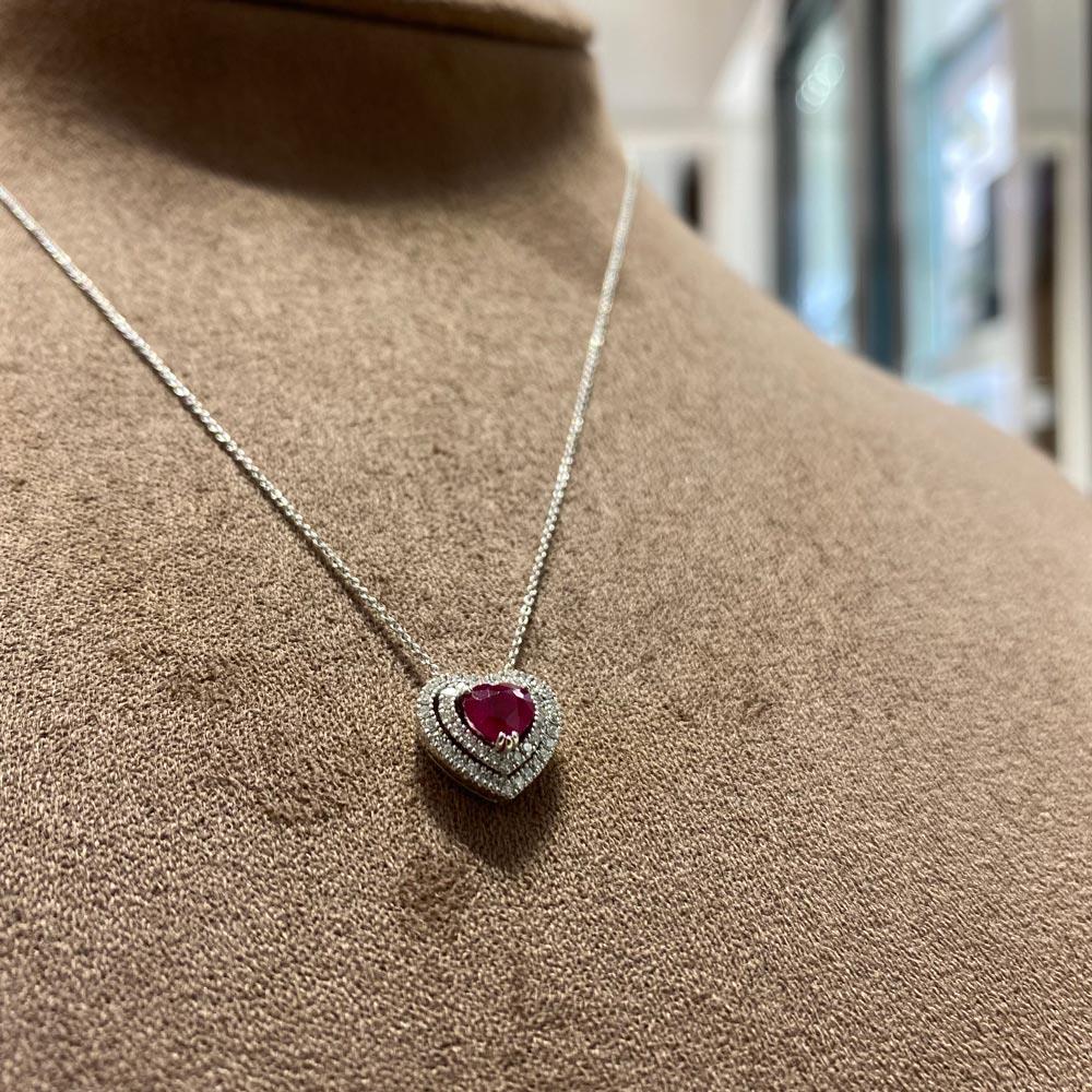  Girocollo rubino cuore 0,59ct diamanti 0,17ct Mirco Visconti - MIRCO VISCONTI