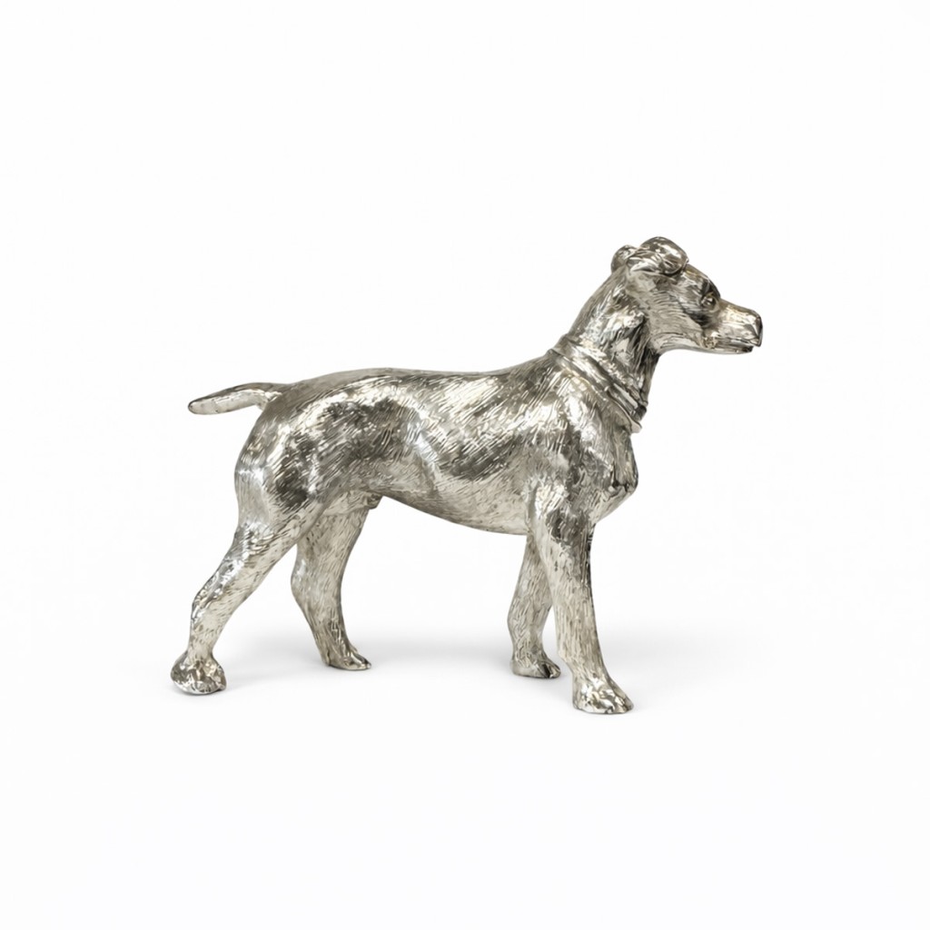 Dog with collar silver statue 800 &ndash; Decorative sculpture 4 cm - 