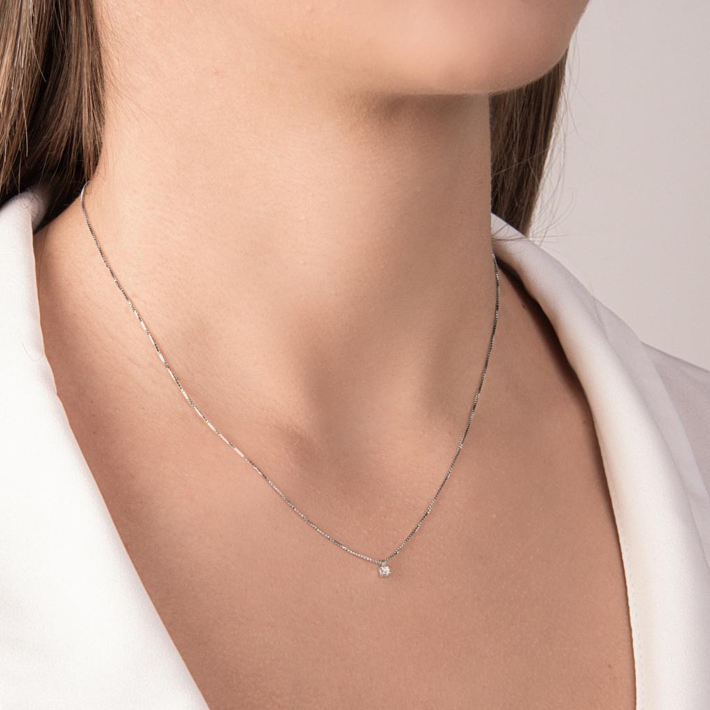  Solitaire diamond necklace in white gold 0,02ct Mirco Visconti - MIRCO VISCONTI