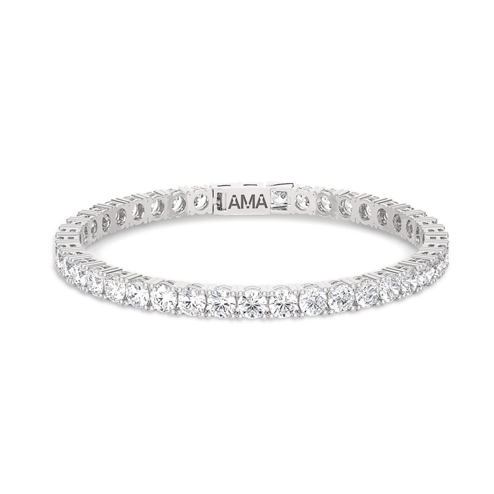 Bracciale tennis da donna in oro bianco con diamanti lab-grown